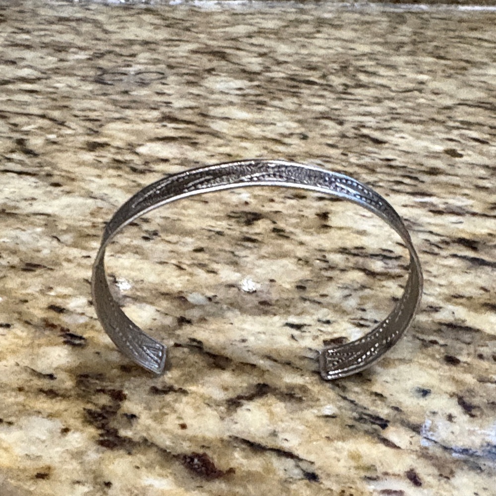Silver Patterned Cuff Bracelet - image 2